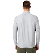 Polo Shirt Long Sleeve Striped - Athletic Heather Gray