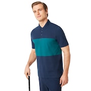 Color Block Polo Short Sleeve - Foggy Blue