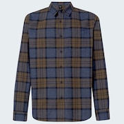 Checked Woven Long Sleeve Shirt 1 - Blue Heather - Olive Check