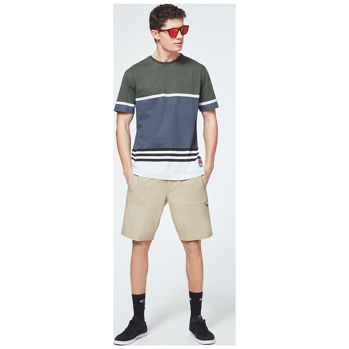 Oakley Striped 1975 Short Sleeve Tee - Dark Brush Color Block 
