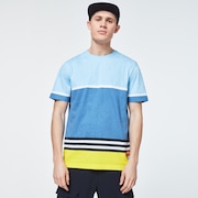 Striped 1975 Short Sleeve Tee - Blue Yellow Color Block