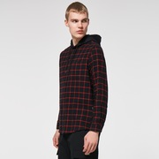 Hooded Button Down - Black/Red Check