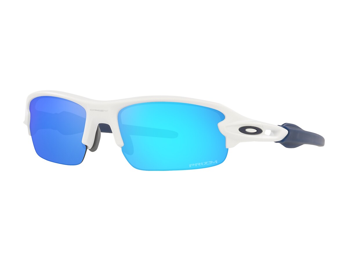 Flak® XXS (Youth Fit) Prizm Sapphire Lenses, Polished White