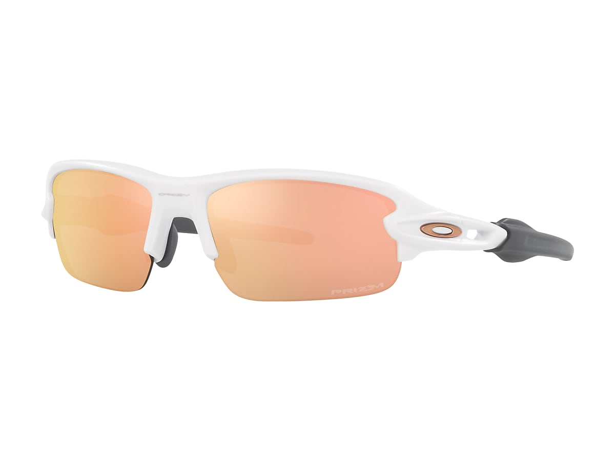Flak® XXS (Youth Fit) Prizm Rose Gold Lenses, Matte White Frame Sunglasses