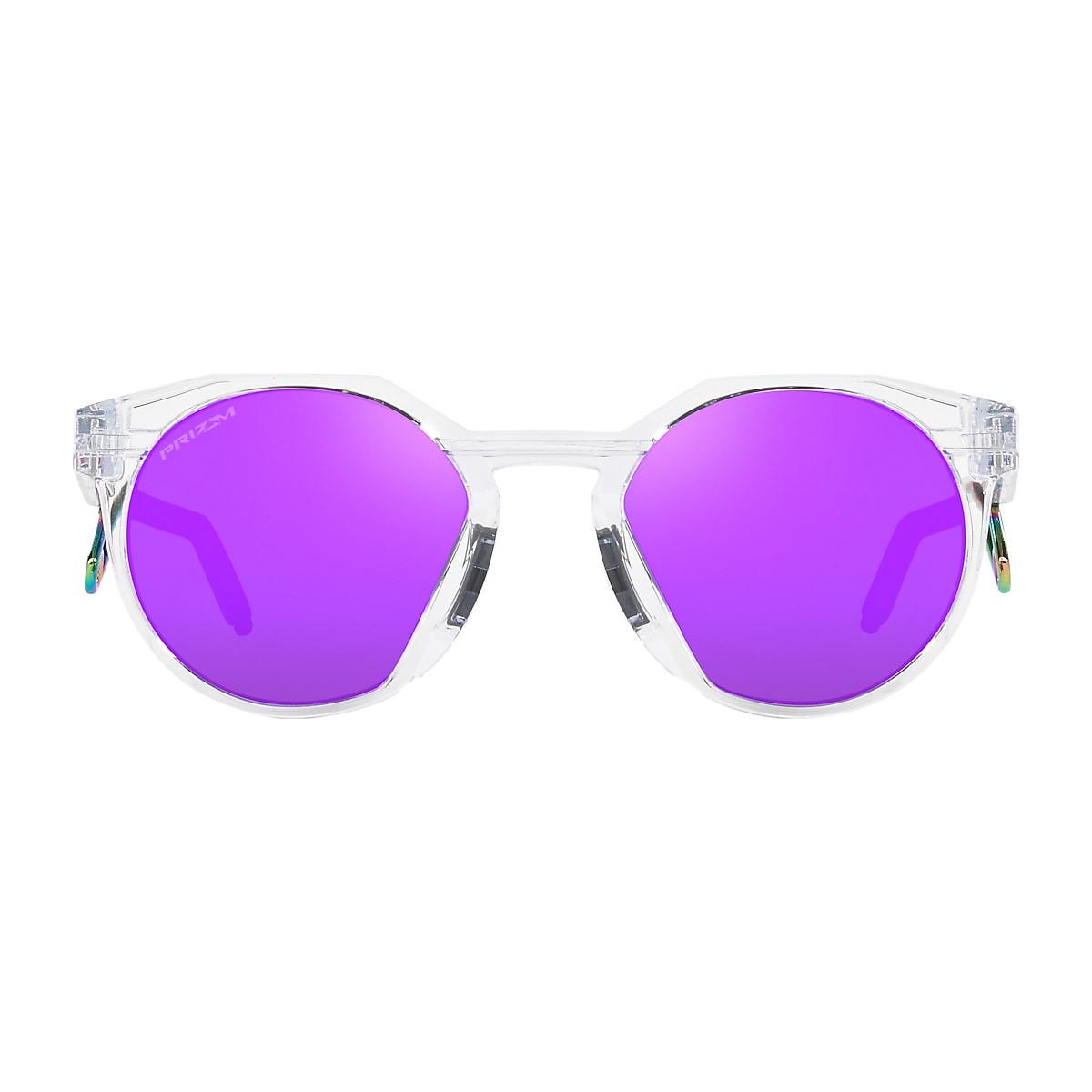 HSTN Metal Prizm Violet Lenses, Matte Clear Frame Sunglasses 