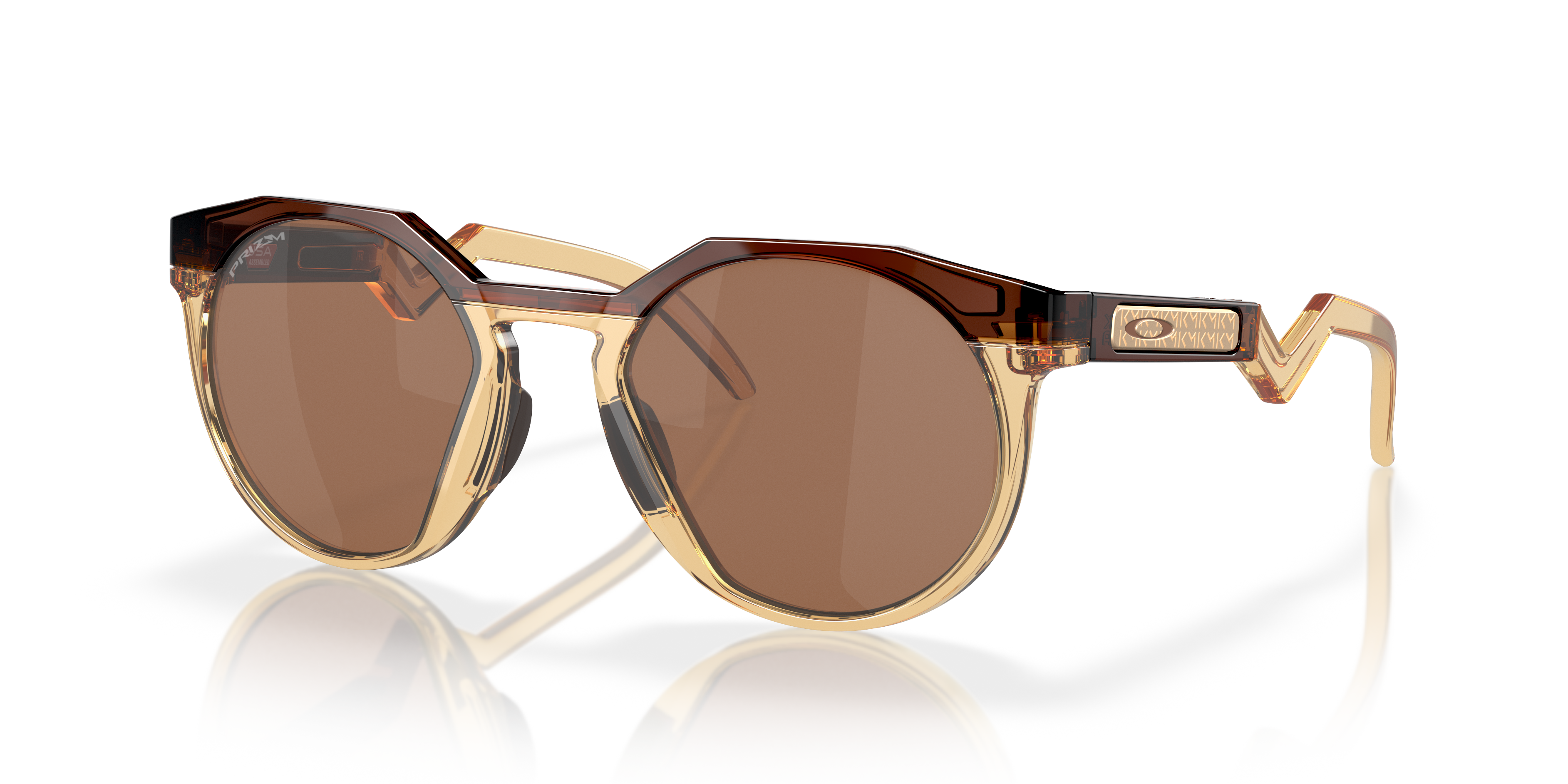 Shop Oakley Kylian Mbappé Signature Series Hstn (low Bridge Fit) Sunglasses In Dark Amber,light Curry